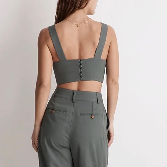 NWT Madewell Sweetheart-Neck Bralette Top Architect Green Sage Corset Crop Tank - Picture 3 of 12
